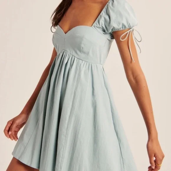 Abercrombie & Fitch NWT Blue Puff Sleeve Dress | XL - Picture 5 of 15